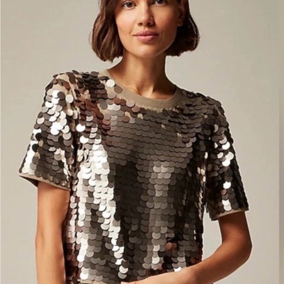 J. Crew Tops - J. Crew Collection Sequin-Embellished T-Shirt Size M